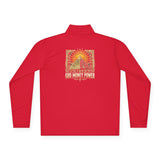 Sunrise Pyramid Quarter-Zip Pullover — Retro Desert Sunset Graphic