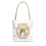GMP Tiger Tote Bag — "God Money Power" Inspirational Canvas Tote
