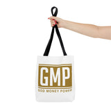 GMP Gold Logo Tote Bag — "God Money Power" Inspirational Canvas Tote