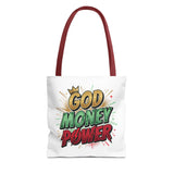 God Money Power Tote Bag — Bold Graphic Faith & Prosperity Statement Tote