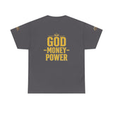GMP "God Money Power" Tee - Gold Logo Graphic T-Shirt