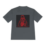 Red Prayer Graphic Tee — Retro Gothic Nun Illustration Moisture-Wicking Shirt