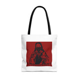 Jesus Icon Masked Tote Bag - 'Lord Money Power' Red Graphic Tote