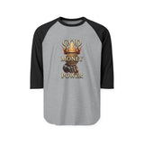 Raglan Shirt — "God Money Power" Crown Graphic Baseball Tee