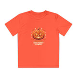 Youth Halloween Pumpkin Competitor Tee —“God Money Power” Jack-O'-Lantern Gaming Shirt