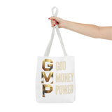 God Money Power Tote Bag – Gold 3-Word Motivational AOP Tote
