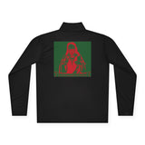 Quarter-Zip Pullover — Red & Green Sacred Heart Madonna Graphic