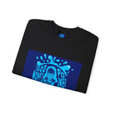 Crewneck Sweatshirt — 'God Money Power' Blue Graphic Pullover