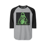 Raglan Shirt — Neon Green 'Good Money Power' Graphic Baseball Tee
