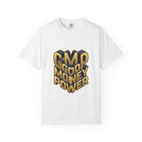 Good Money Power Graphic Tee — GMP 3D Gold Lettering T-Shirt