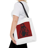 Jesus Icon Masked Tote Bag - 'Lord Money Power' Red Graphic Tote