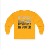 Long Sleeve Tee — "Put God First, Hustle for the Money, Put Yourself in Power" Inspirational Faith & Hustle Top
