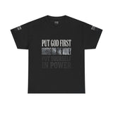 Inspirational Faith Tee — "Put God First, Hustle for the Money, Put Yourself in Power"