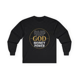 GMP GOD Money Power Long Sleeve Tee — Inspirational Faith & Wealth Shirt