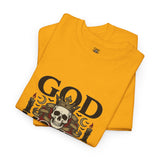 Graphic Tee — "God Money Power" Skull Design
