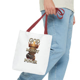 God Money Power Crown Tote Bag — Religious Inspirational Statement Tote