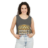 God Money Power Tank Top — Bold Gold Faith & Hustle Graphic