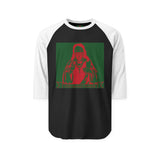 Raglan Shirt — Retro Red & Green Pop Art Portrait Baseball Tee