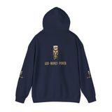 God • Money • Power Hoodie — Gold Block Logo Pullover