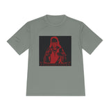 Red Prayer Graphic Tee — Retro Gothic Nun Illustration Moisture-Wicking Shirt