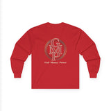 Long Sleeve Tee — Gold Monogram GMP Logo “God, Money, Power”