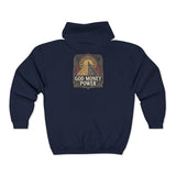 God Money Power Zip Hoodie — Vintage Inspirational Faith & Prosperity Sweatshirt