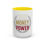 God Money Power Accent Coffee Mug — Inspirational Faith & Success Ceramic Mug (11/15oz)