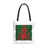 Religious Icon Tote Bag — Red & Green Saint Artwork All-Over Print