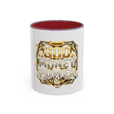 Coffee Mug — "God Money Power" Gold Emblem Accent Mug
