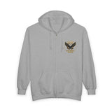 God Money Power (GMP) Eagle Zip Hoodie — Bold Gold Emblem Full-Zip Sweatshirt