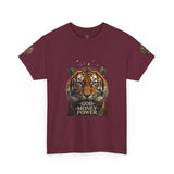 Tiger Graphic Tee — 'God • Money • Power' Bold Vintage Animal Shirt