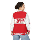 Letterman Jacket — "GMP (God Money Power)" Red & White Varsity Jacket