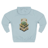God Power Hoodie — Retro 3D Faith Graphic Fleece Hoodie