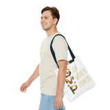 God Money Power Tote Bag – Gold 3-Word Motivational AOP Tote
