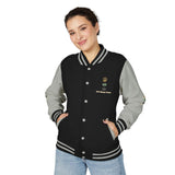 Letterman Jacket — "God • Money • Power" Embroidered Red & White Varsity
