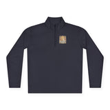 Quarter-Zip Pullover — Gold Money Prayer Art Deco Chest & Back Design