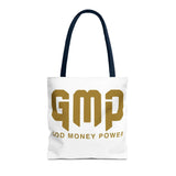 GMP 'God Money Power' Gold Logo Tote Bag - Inspirational Christian Canvas Tote