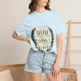 God Money Power T-Shirt — Bold Gold Laurel Graphic Tee