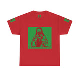 Graphic Tee — Masked Saint Illustration (Red & Green)