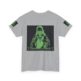 Graphic Tee — 'God Money Power' Neon Saint Illustration