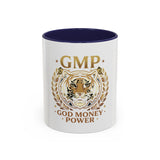 GMP Tiger Accent Coffee Mug — "God Money Power" Motivational 11/15oz Ceramic Mug