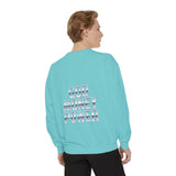Graphic Sweatshirt - "God Money Power" Blue Retro Streetwear Crewneck
