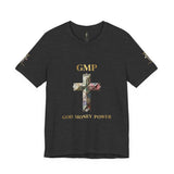 God Money Power Cross Tee — Christian Faith Graphic T‑Shirt