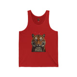 Tiger Portrait Tank — "God. Money. Power." Graphic Tank Top