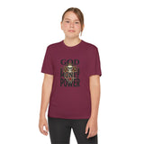 Youth Graphic Tee — "God Money Power" Skull Design