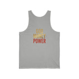 God Money Power Tank — Retro Jesus Palm Tree Graphic Sleeveless Top