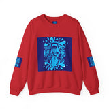 Crewneck Sweatshirt — 'God Money Power' Blue Graphic Pullover