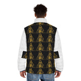Puffer Jacket — Gold Gothic Saint Pattern