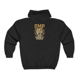 GMP "God Money Power" Zip Hoodie – Gold Lion Emblem Full‑Zip Sweatshirt