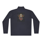 Quarter-Zip Pullover — "God Money Power" Skull Graphic